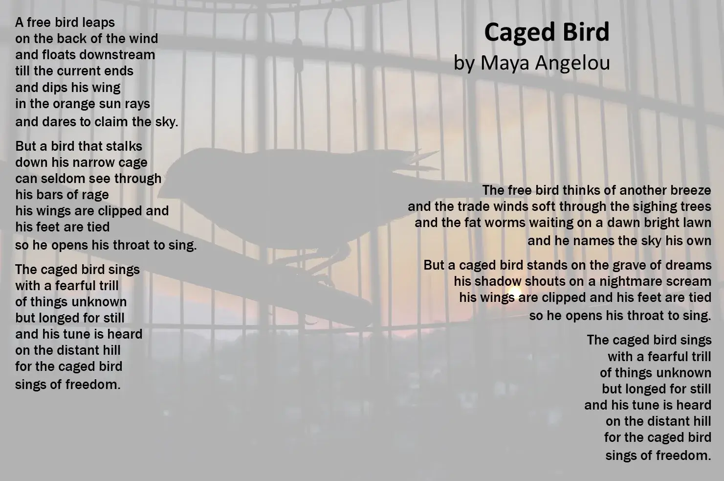 maya angelou caged bird poem
